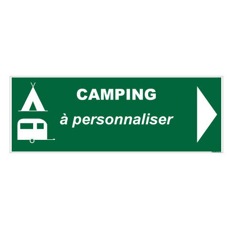 Panneau de Signalisation Camping FLECHE DROITE A PERSONNALISER - Aluminium 2 mm - 350 x 125 mm
