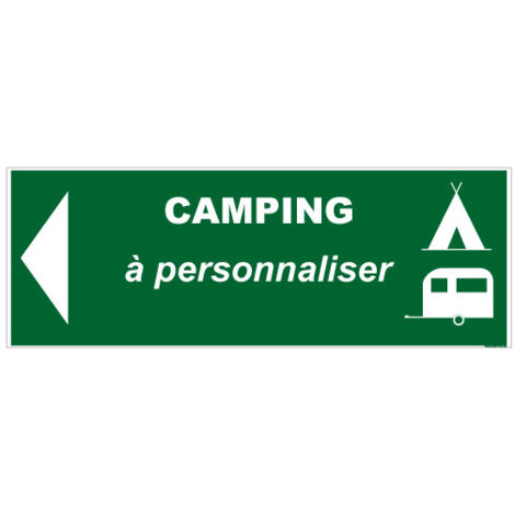 Panneau de Signalisation Camping FLECHE GAUCHE (H0232FG) À PERSONNALISER - Adhésif - 210 x 75 mm