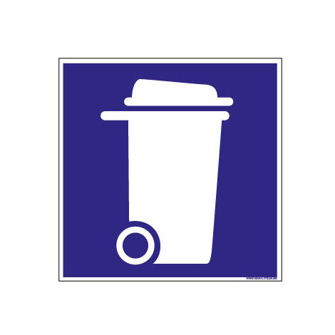 PANNEAU DE SIGNALISATION CAMPING LOCAL POUBELLES (H0214) - Plastique PVC 1,5 mm - 125 x 125 mm