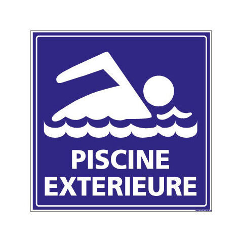 PANNEAU DE SIGNALISATION CAMPING PISCINE EXTERIEURE (H0229) - Adhésif - 250 x 250 mm
