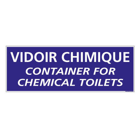 Panneau de Signalisation Camping VIDOIR CHIMIQUE (H0225) Français-Anglais - Adhésif - 210 x 75 mm