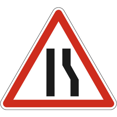 Panneau de signalisation danger - Chaussée rétrécie par la droite - Triangulaire - Gamme Ecolign - Classe 1 - 500mm
