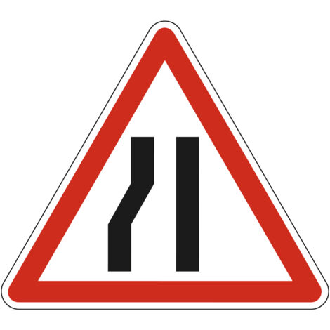 Panneau de signalisation danger - Chaussée rétrécie par la gauche - Triangulaire - Gamme Ecolign - Classe 1 - 700mm