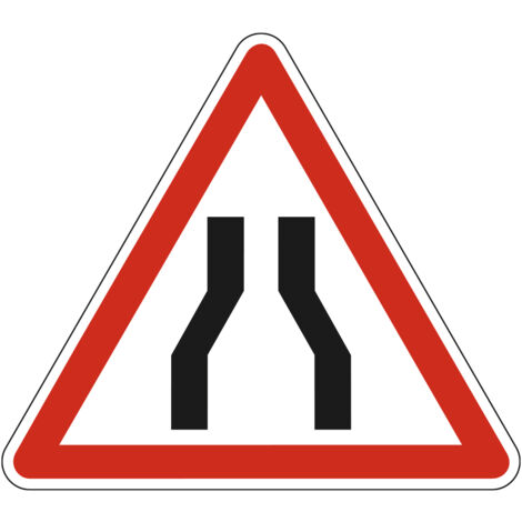 Panneau de signalisation danger - Chaussée rétrécie - Triangulaire - Gamme Bretagne - Classe 1 - 500mm