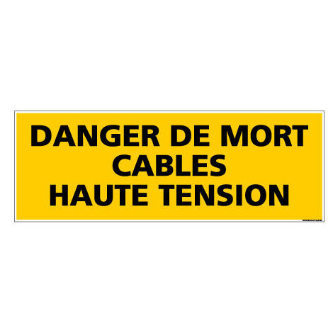 Panneau de Signalisation danger DANGER CABLES HAUTE TENSION (C0128) - Adhésif - 210 x 75 mm