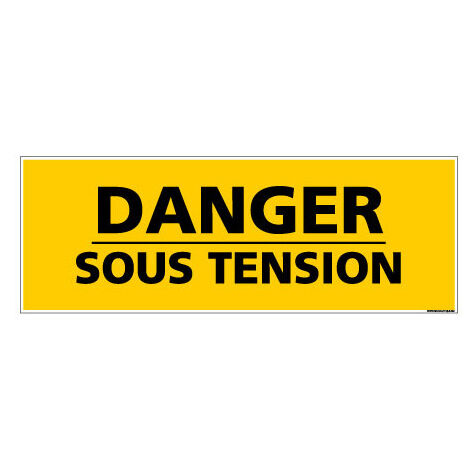 Panneau de Signalisation danger DANGER SOUS TENSION (C0133) - Adhésif - 210 x 75 mm