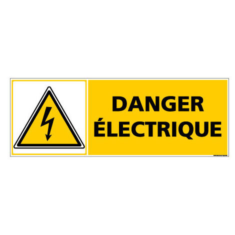 Panneau de Signalisation DANGER ELECTRIQUE (C1017) - Adhésif - 210 x 75 mm