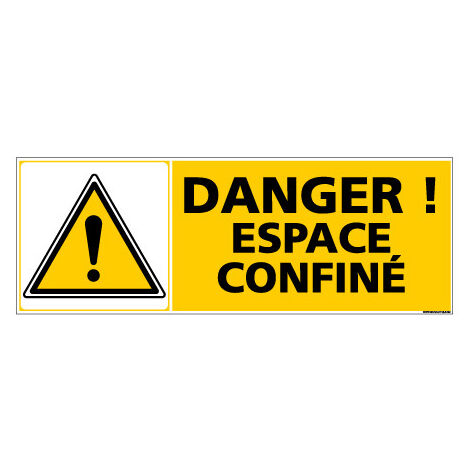 Panneau de Signalisation DANGER ESPACE CONFINE (C1014) - Adhésif - 210 x 75 mm