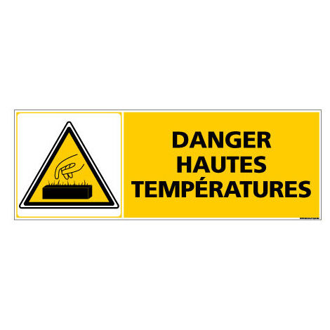Panneau de Signalisation DANGER HAUTES TEMPERATURES (C0864) - Adhésif - 210 x 75 mm
