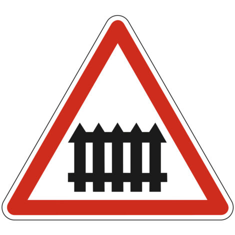 Panneau de signalisation danger - Passage à niveau à barrières - Triangulaire - Gamme Ecolign - Classe 1 - 500mm