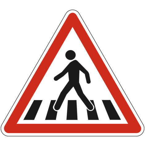 Panneau de signalisation danger - Passage pour piétions - Triangulaire - Gamme Bretagne - Classe 1 - 500mm