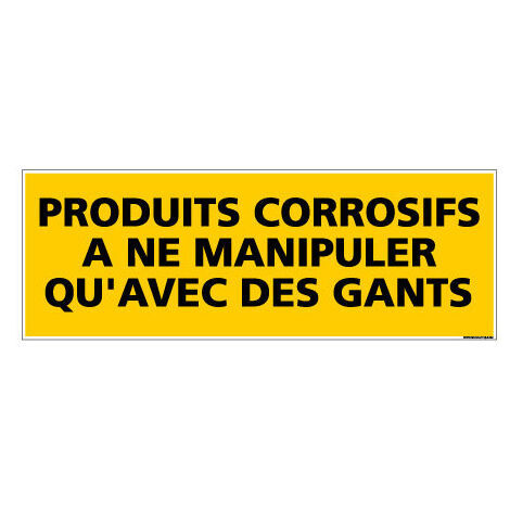 Panneau de Signalisation danger PRODUITS CORROSIFS (C0201) - Adhésif - 210 x 75 mm