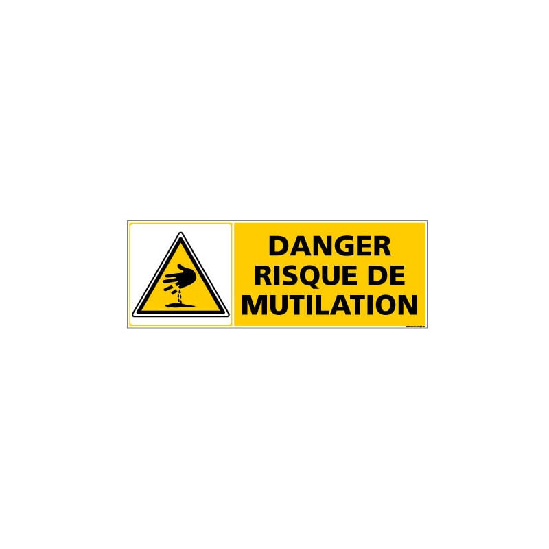 Panneau de Signalisation danger risque de mutilation (C0945) - Plastique pvc 1,5 mm - 980 x 350 mm