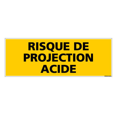 Panneau de Signalisation danger RISQUE DE PROJECTION ACIDE (C0212) - Adhésif - 210 x 75 mm