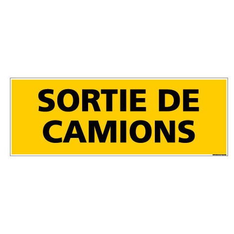 Panneau de Signalisation danger SORTIE DE CAMIONS (C0220) - Plastique PVC 1,5 mm - 700 x 250 mm