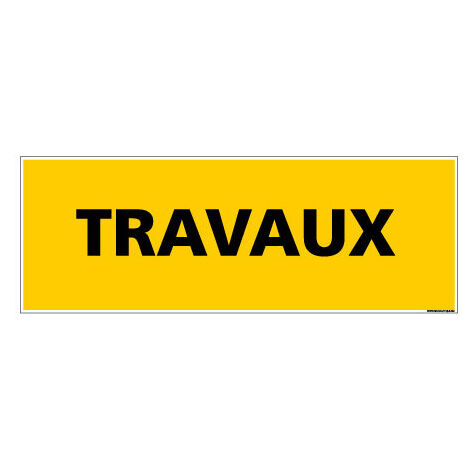 Panneau de Signalisation danger TRAVAUX (C0225) - Adhésif - 210 x 75 mm