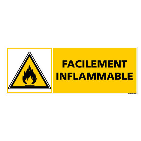 Panneau de Signalisation FACILEMENT INFLAMMABLE (C0958) - Adhésif - 210 x 75 mm
