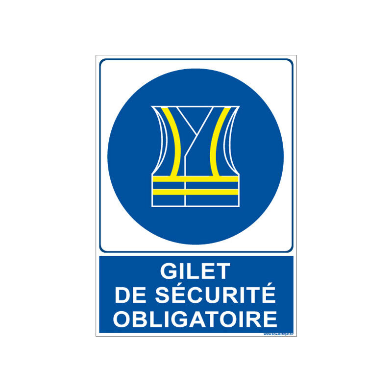 Panneau de signalisation gilet de securite obligatoire (E0614) - Aluminium 2 mm - 450 x 630 mm