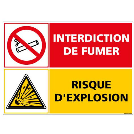Panneau de signalisation Interdiction de fumer risque d'explosion (D0983) - Adhésif - 210 x 300 mm