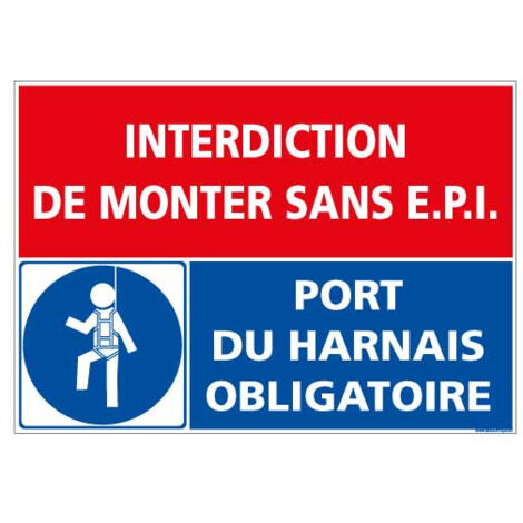 Panneau de signalisation Interdiction de monter sans E.P.I (D0996) - Adhésif - 300 x 420 mm
