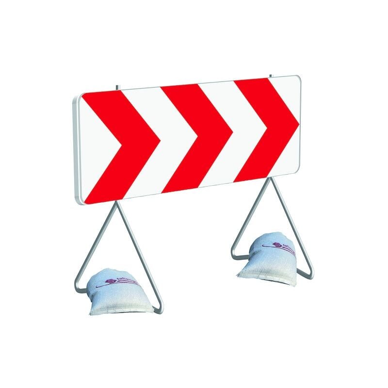 Panneau de chantier K8 - 1500 x 500 mm Déviation ou rétrécissement de voies avec PIEd et 2 sac de lestage Taliaplast