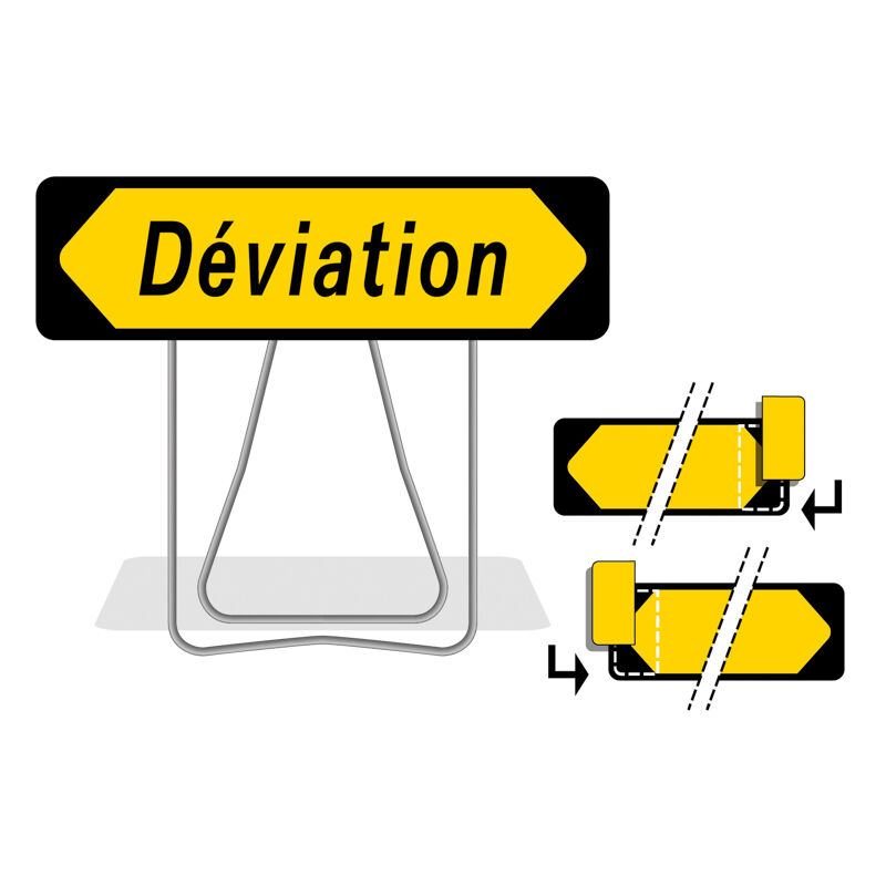 Nadia Signalisation - Panneau de signalisation KD22a déviation avec pieds 1000x300mm deviationsurpied