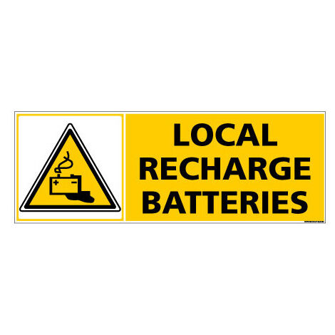 Panneau de Signalisation LOCAL RECHARGE BATTERIES (C1185) - Adhésif - 210 x 75 mm