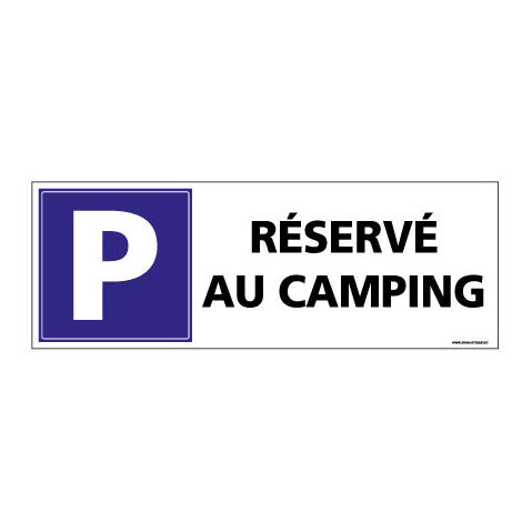 Panneau de signalisation PARKING RESERVE AU CAMPING (H0238) - Adhésif - 210 x 75 mm
