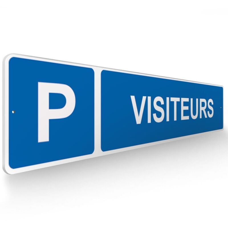 Panneau de signalisation pour parking · Emplacement réservé aux visiteurs - 48 x 10 cm