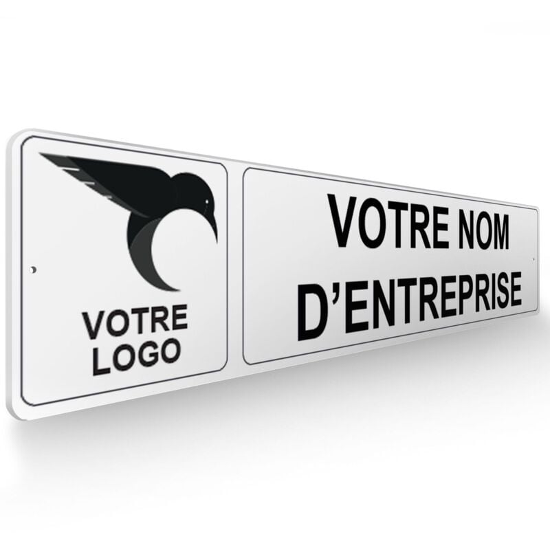 Panneau de signalisation pour parking Personnalisable société + logo gauche - 48 x 10 cm
