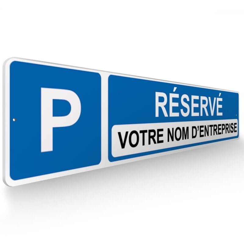 Panneau de signalisation pour parking · Parking réservé · Personnalisable - 48 x 10 cm