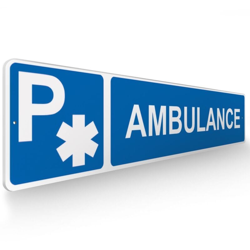 Panneau de signalisation pour parking · Stationnement réservé aux ambulances - 48 x 10 cm