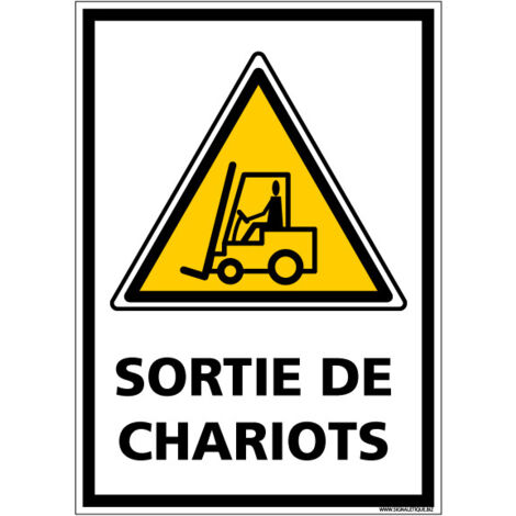 PANNEAU DE SIGNALISATION SORTIE DE CHARIOTS (D0940) - Plastique PVC 1,5 mm - 150 x 210 mm