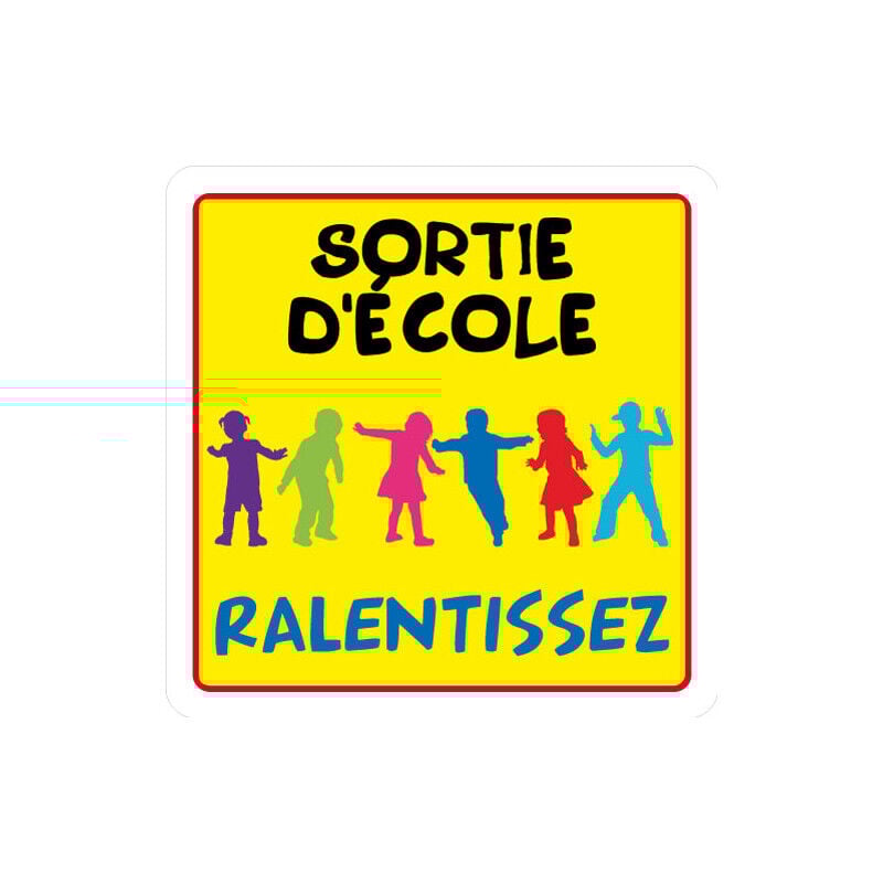 Panneau de signalisation sortie d'ecole, ralentissez (L0626) - Aluminium galvanisé - 700 x 700 mm