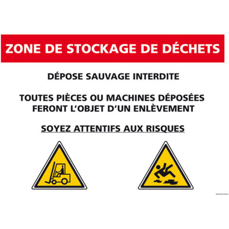Panneau de signalisation Stockage Déchets (A0565) - Adhésif - 105 x 75 mm