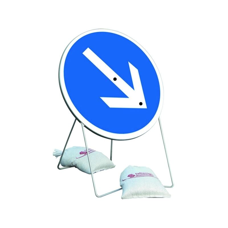 Panneau de chantier BK21 A2 850 T1 Sens Fleche Réversible Avec Pied Et 2 Sac de Lestage - taliaplast