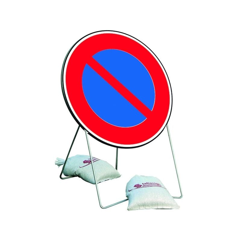 Panneau de chantier BK6 A1 650 T1 Stationnement Interdit Avec Pied Et 2 Sac de Lestage - taliaplast