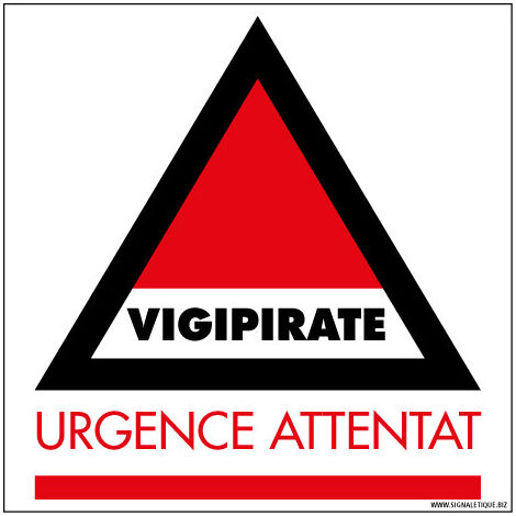 Panneau de signalisation Vigipirate - Urgence Attentat (VIGIPIRATE5) - Adhésif - 125 x 125 mm