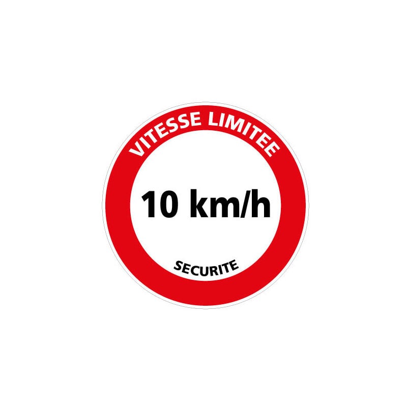 Panneau de signalisation VITESSE LIMITEE 10 KM/H (H0228) - Aluminium 2 mm - Diamètre 450 mm