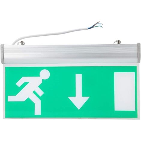 Panneau de sortie d'urgence à LED Voyant d'évacuation de sécurité en acrylique Source de lumière LED haute luminosité pour centres commerciaux/supermarchés/hôtels/hôpitaux/bibliothèque，110-220V（Bas）