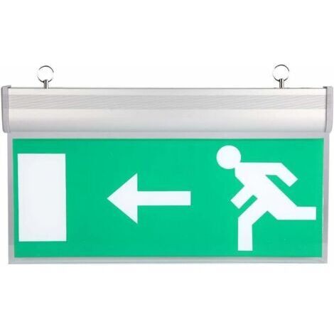 Panneau de sortie d'urgence à LED Voyant d'évacuation de sécurité en acrylique Source de lumière LED haute luminosité pour centres commerciaux/supermarchés/hôtels/hôpitaux/bibliothèque，110-220V（Gauche