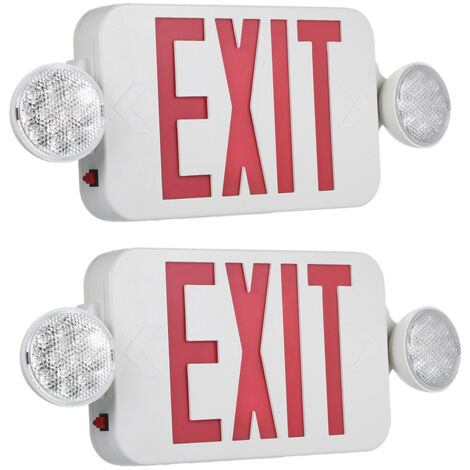 Panneau de sortie rouge AC 120/277 V, éclairage d'urgence combiné à LED avec deux batteries de secours réglables, support mural au plafond pour escaliers, couloir, utilisation dans une pièce