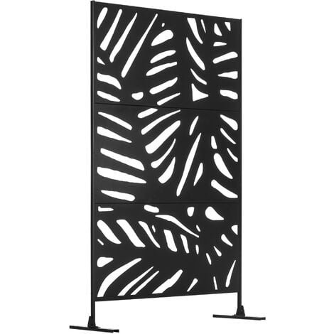 Panneau décoratif extérieur métal - brise vue motif feuilles - visserie incluse - dim. 122L x 45l x 198H cm - acier thermolaqué noir - Noir