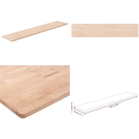 Panneau d'étagère 100x20x1,5 cm Bois de chêne massif non traité - Panneau Étagère - Étagère Murale - Rangement Intérieur - Bois Chêne Massif - Meuble Rustique - Home & Living