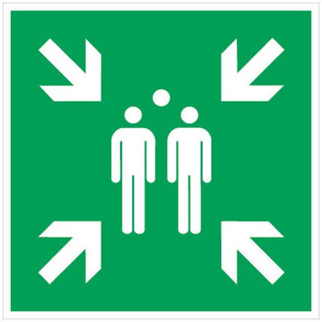 NORDWEST HANDEL AG LAGER Panneau d´évacuation ASR A1.3/DIN EN ISO 7010 L400xB400 mm point de rassemblement aluminium