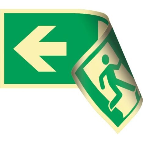 Panneau d'évacuation DIN EN ISO 7010 L297xl148 mm chemin d'évac.à gauche/à droite 2 côtés plastique