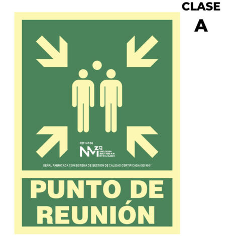 Panneau d'évacuation "point de rencontre" classe A (pvc 1mm) 22.4x30cm
