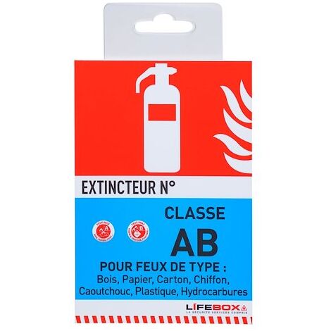 Panneau d'indication d'extincteur feux classe AB
