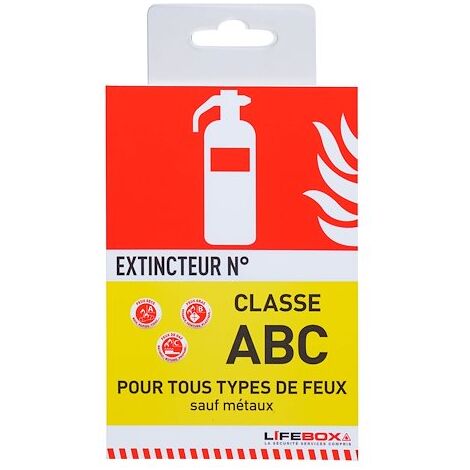 Panneau d'indication d'extincteur feux classe ABC