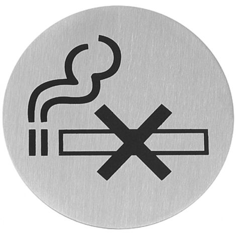 Panneau d'information autocollant « INTERDICTION DE FUMER », en acier inoxydable, diamètre 75 mm - Hendi 663639